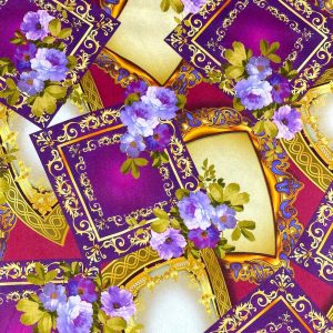 GIAVANESE DI VISCOSA STAMPA PATCH PRUGNA