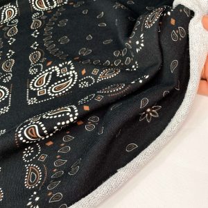 Felpa Certificata GOTS stampa bandana nera perfetta per felpe, pantaloni e cappelli