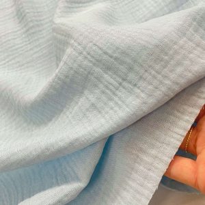 Mussola in cotone azzurra Certificata GOTS