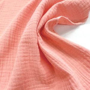 Mussola in cotone corallo Certificata GOTS