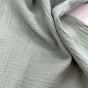 Mussola in cotone verde salvia Certificata GOTS
