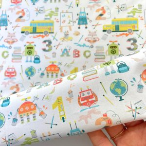 Cotone con Certificazione Oeko-Tex con stampa robot colorati