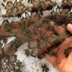 PIZZO BASE TULLE VERDE E BRONZO