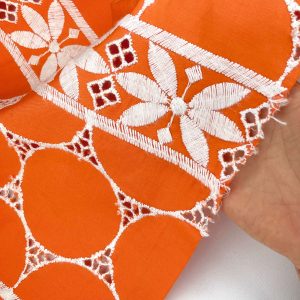 Sangallo arancio e bianco in cotone meraviglioso