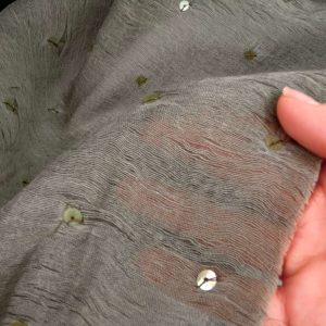 Tela in cotone meravigliosa con paillettes applicate verde militare
