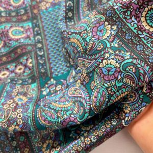 COTONE STAMPA PAISLEY VERDE E LILLA