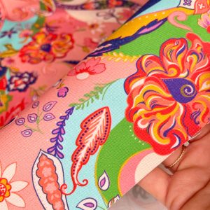 GABARDINE COTONE STAMPA PAISLEY COLORATO