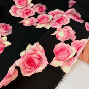 GABARDINE COTONE STAMPA ROSE