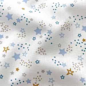 Cotone Certificato GOTS a stelline azzurre