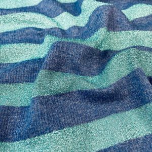 Maglina in lurex a righe azzurro e turchese