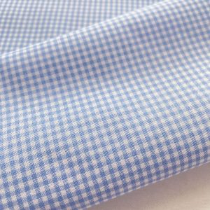 Tessuto in cotone con scacco vichy azzurro Certificato GOTS