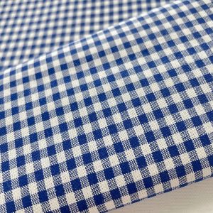 Tessuto in cotone con scacco vichy blu Certificato GOTS
