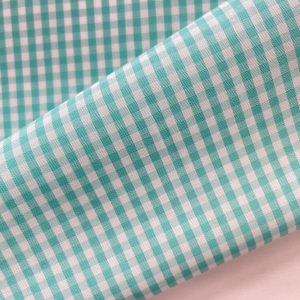 Cotone Certificato con scacco vichy latte e menta Certificato GOTS
