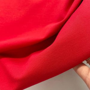 French Terry color rosso pomodoro con Certificazione GOTS