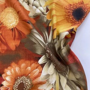 lino con stampa girasoli